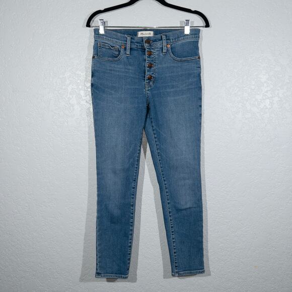 Madewell Dewey Blue Wash 9” Mid Rise Skinny Crop Jeans Size 27 - Picture 2 of 10